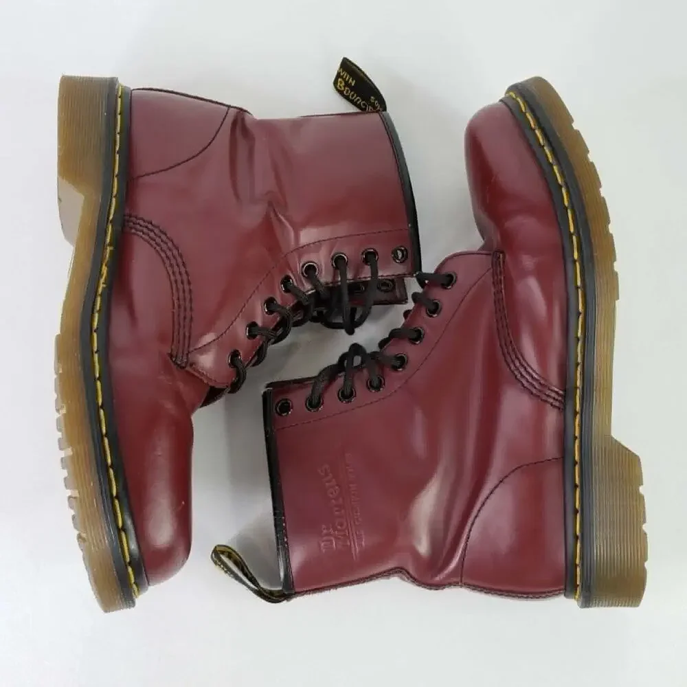 Dr Doc Martens Combat Boots Mens Size 10 1460 Oxblood Cherry Red Lace Up